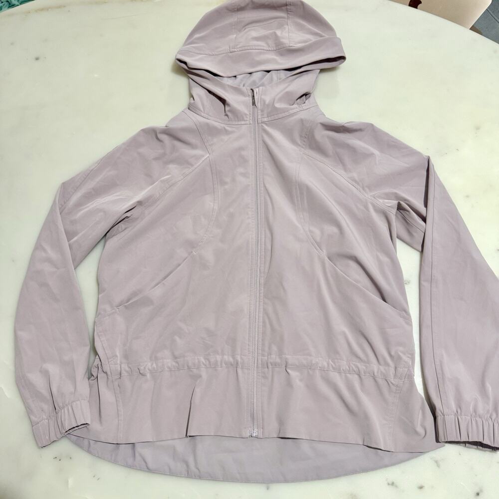 Lululemon Light Rain Jacket Pack It Up Hood Back Vent smoky blush sz 6